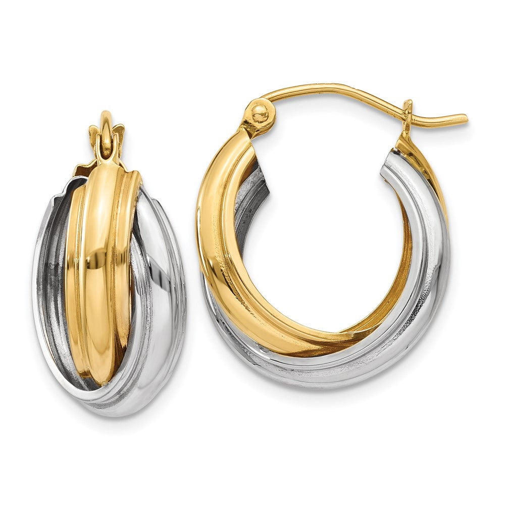 14k Two-tone 8 mm Polished Double Hoop Earrings (2.28 grams)
