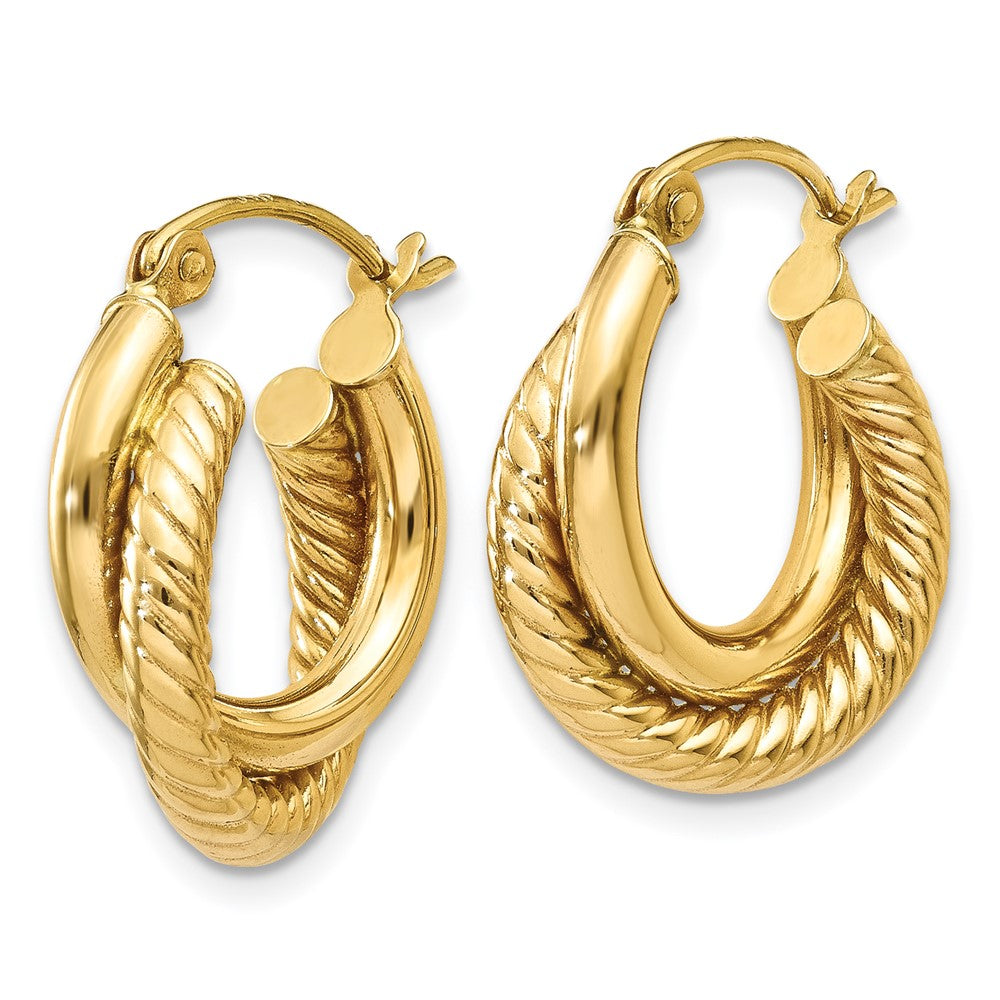 14k Yellow Gold 5 mm Polished Twisted Double Hoop Earrings (1.86 grams)