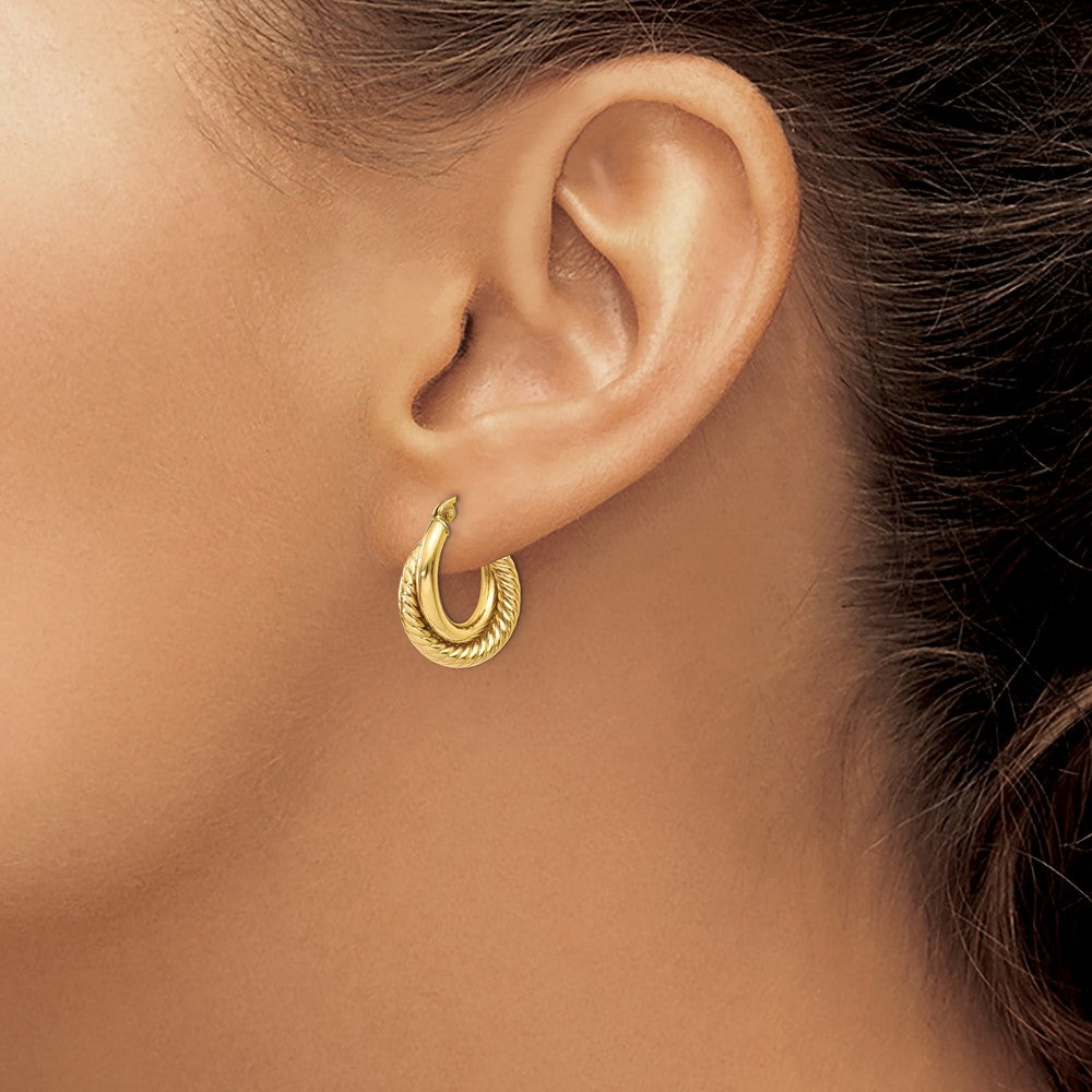 14k Yellow Gold 5 mm Polished Twisted Double Hoop Earrings (1.86 grams)