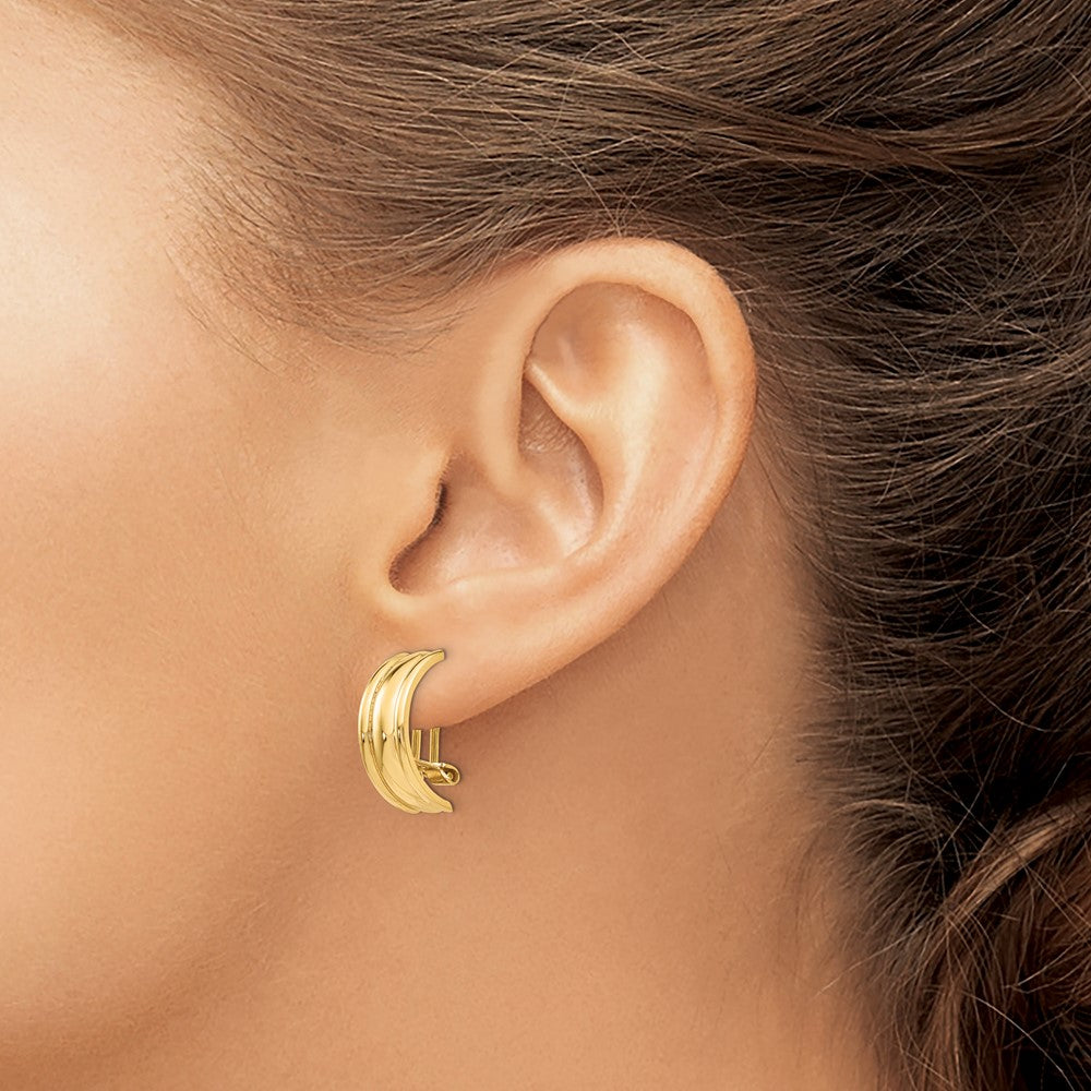 14k Yellow Gold 7 mm Fancy Non-pierced Earrings (6.08 grams)