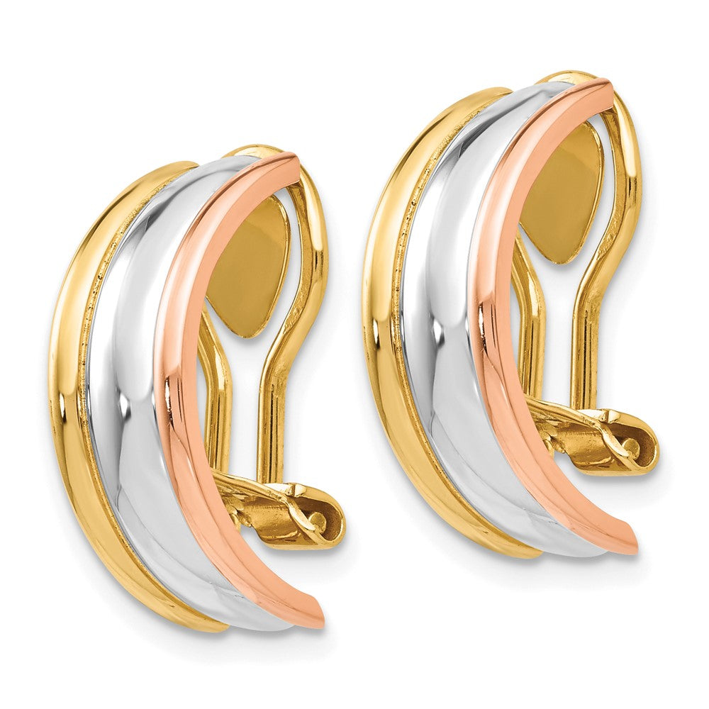 14k Tri-Color 7 mm TRI COLOR NON-PIERCED EARRINGS (6.12 grams)