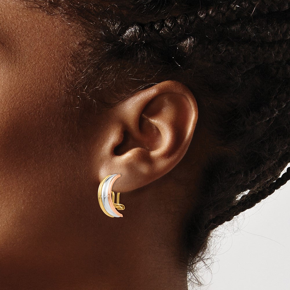 14k Tri-Color 7 mm TRI COLOR NON-PIERCED EARRINGS (6.12 grams)