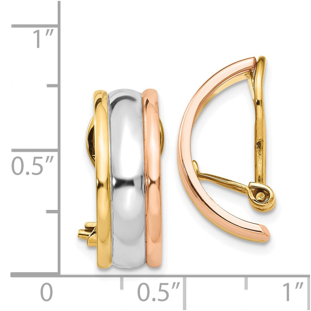 14k Tri-Color 7 mm TRI COLOR NON-PIERCED EARRINGS (6.12 grams)