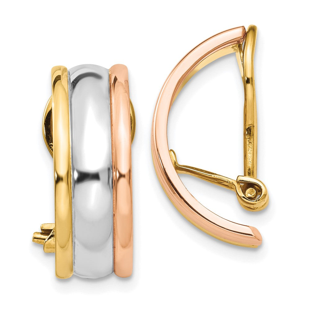 14k Tri-Color 7 mm TRI COLOR NON-PIERCED EARRINGS (6.12 grams)