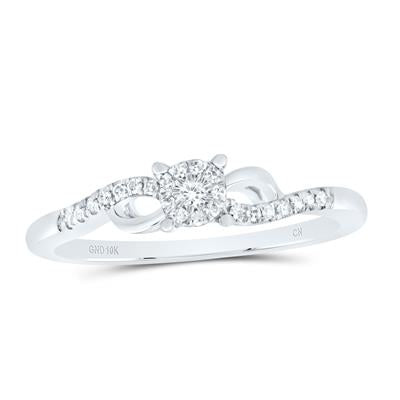 10Kt Yellow Gold Womens Round Diamond Cluster Promise Bridal Ring 1/10 Cttw (1.36 grams)