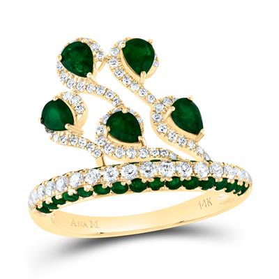 1/2Ctw-Diamond Ana M 5/8Ctw Ps-Em, 1/2Ctw Rd-Em Nat Gem Ring (3.29 grams)