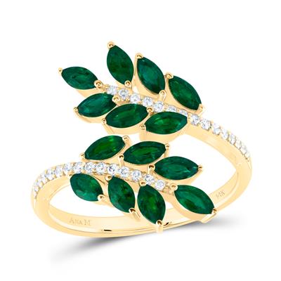 1/6Ctw-Dia Ana M 1 1/4Ctw Mq-Em Nat Gem Ring (3.03 grams)