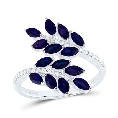 1/6Ctw-Dia Ana M 1 1/3Ctw Mq-Bs Nat Gem Ring (3.06 grams)