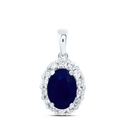 14Kt Gold 1/5Ctw-Diamond 7X5Mm Ov-Bs Nat Gem Pendant