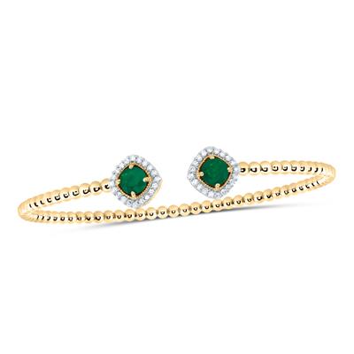 14Kt Gold 1/4Ctw-Diamond 5Mm Rd-Em Nat Gem Ladies Bangle (59X53 Mm)