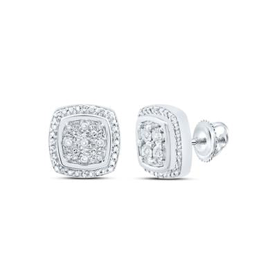 Sterling Silver 1/20Ctw-Diamond Gift Cushion Earring