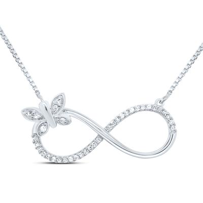 Sterling Silver 1/10Ctw-Dia P1 Gift Butterfly Necklace(18 Inch)