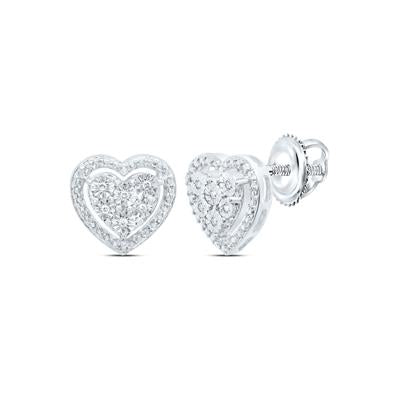 Sterling Silver 1/20Ctw-Dia P1 Gift Heart Earring