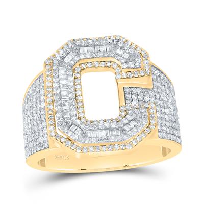 1 3/8Ctw-Dia P1 Initial "C" Men's Ring (9.15 grams)
