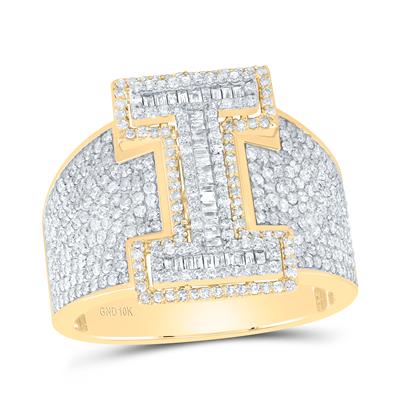 1 1/2Ctw-Dia P1 Initial "I" Men's Ring (9.69 grams)
