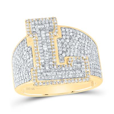 1 1/2Ctw-Dia P1 Initial "L" Men's Ring (10.12 grams)