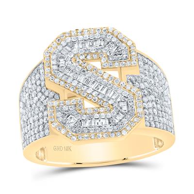 1 1/2Ctw-Dia P1 Initial "S" Men's Ring (9.52 grams)