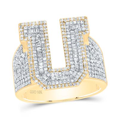 1 1/2Ctw-Dia P1 Initial "U" Men's Ring (10.37 grams)