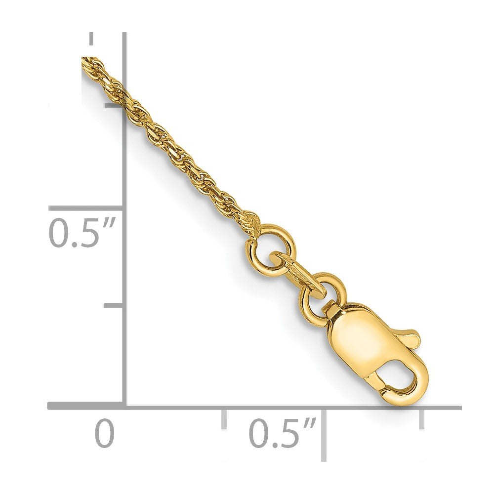 14k Yellow Gold 1.15 mm Diamond-cut Machine Made Rope with Lobster Clasp Bracelet (1.12 grams)