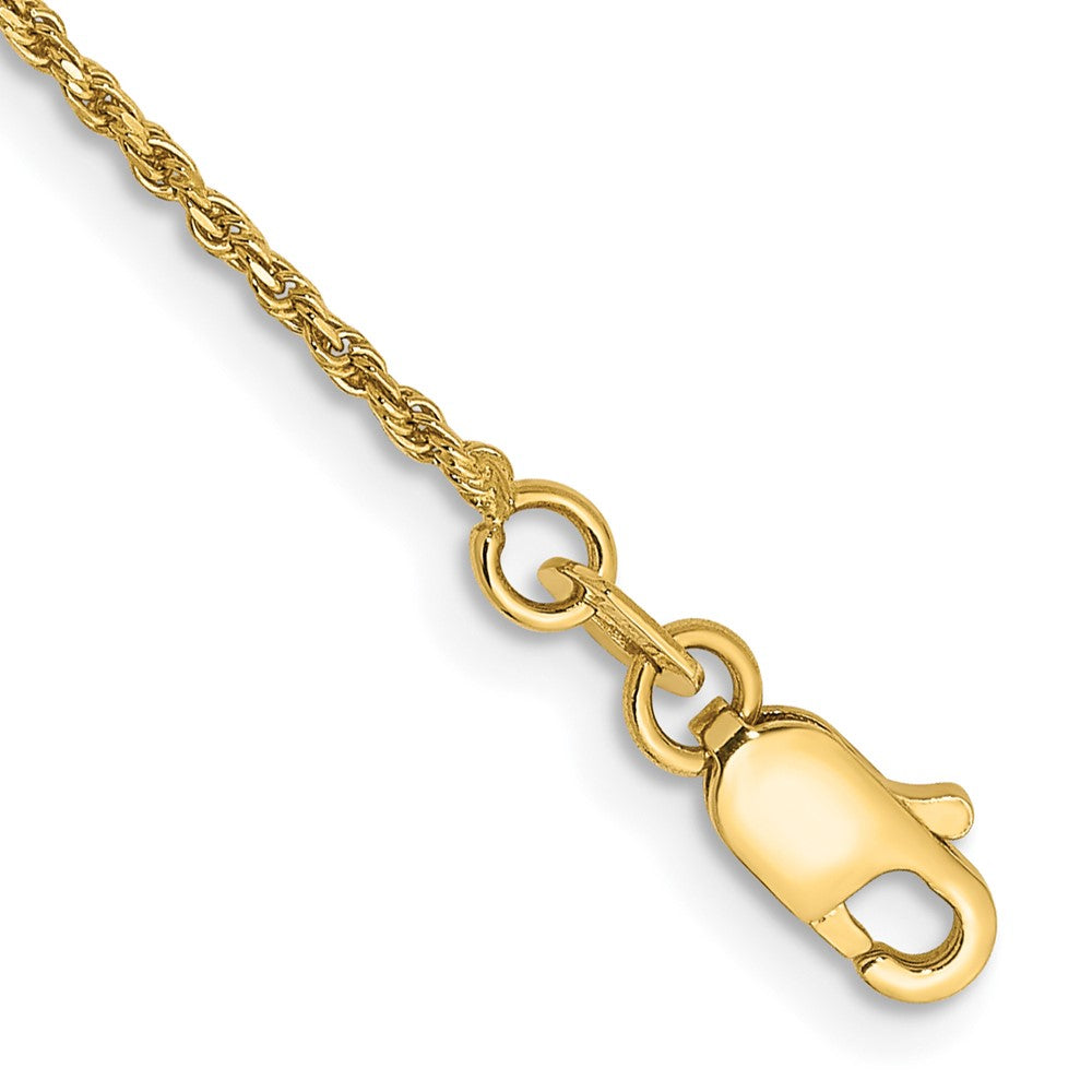 14k Yellow Gold 1.15 mm Diamond-cut Machine Made Rope with Lobster Clasp Anklet (1.6 grams)