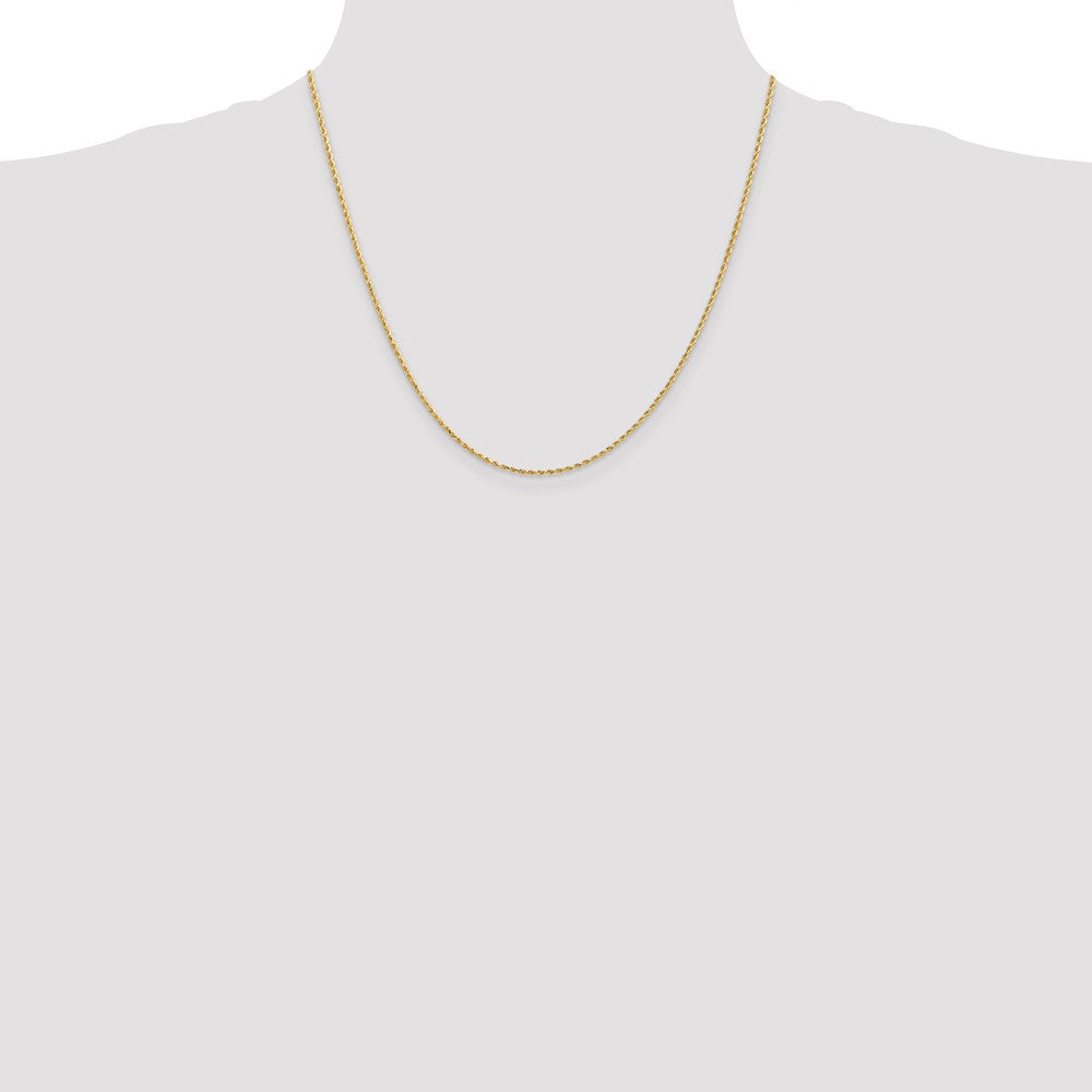 14k Yellow Gold 1.5 mm Diamond-cut Rope with Lobster Clasp Chain