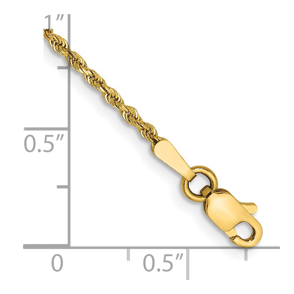 14k Yellow Gold 1.5 mm Diamond-cut Rope with Lobster Clasp Anklet (2.33 grams)