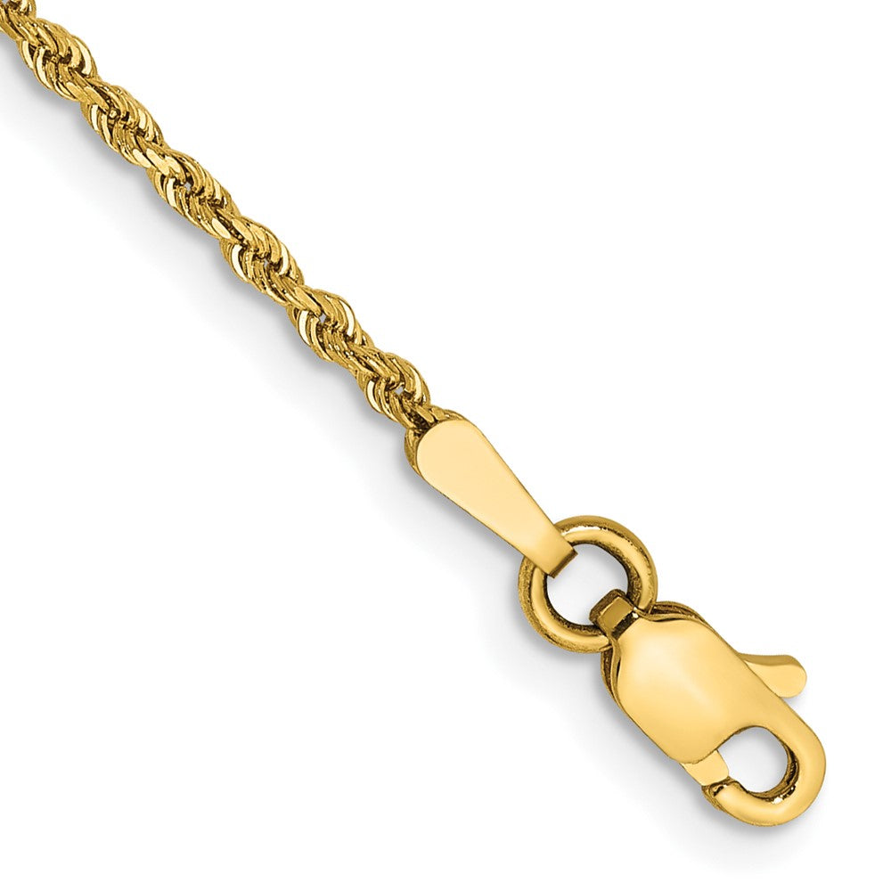 14k Yellow Gold 1.5 mm Diamond-cut Rope with Lobster Clasp Bracelet (1.4 grams)