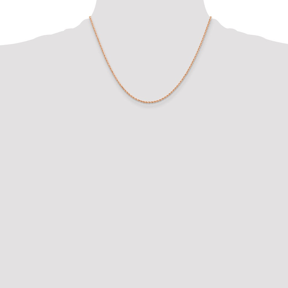 14k Rose Gold 1.5 mm Diamond-cut Rope with Lobster Clasp Chain (3.14 grams)