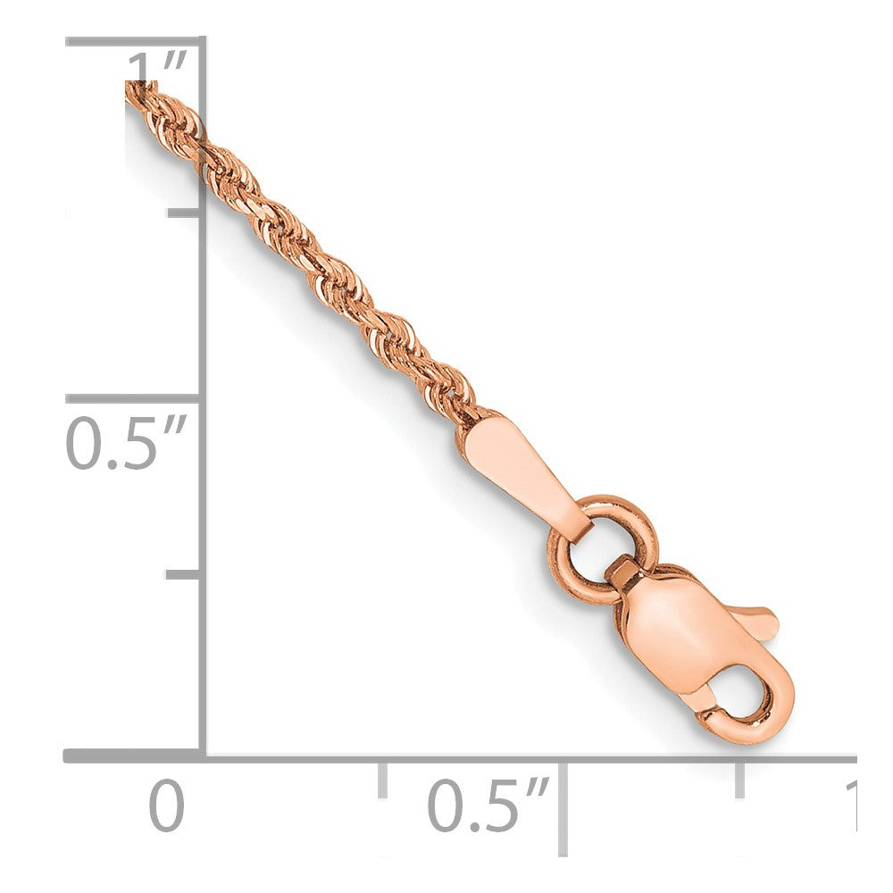 14k Rose Gold 1.5 mm Diamond-cut Rope with Lobster Clasp Bracelet (1.76 grams)