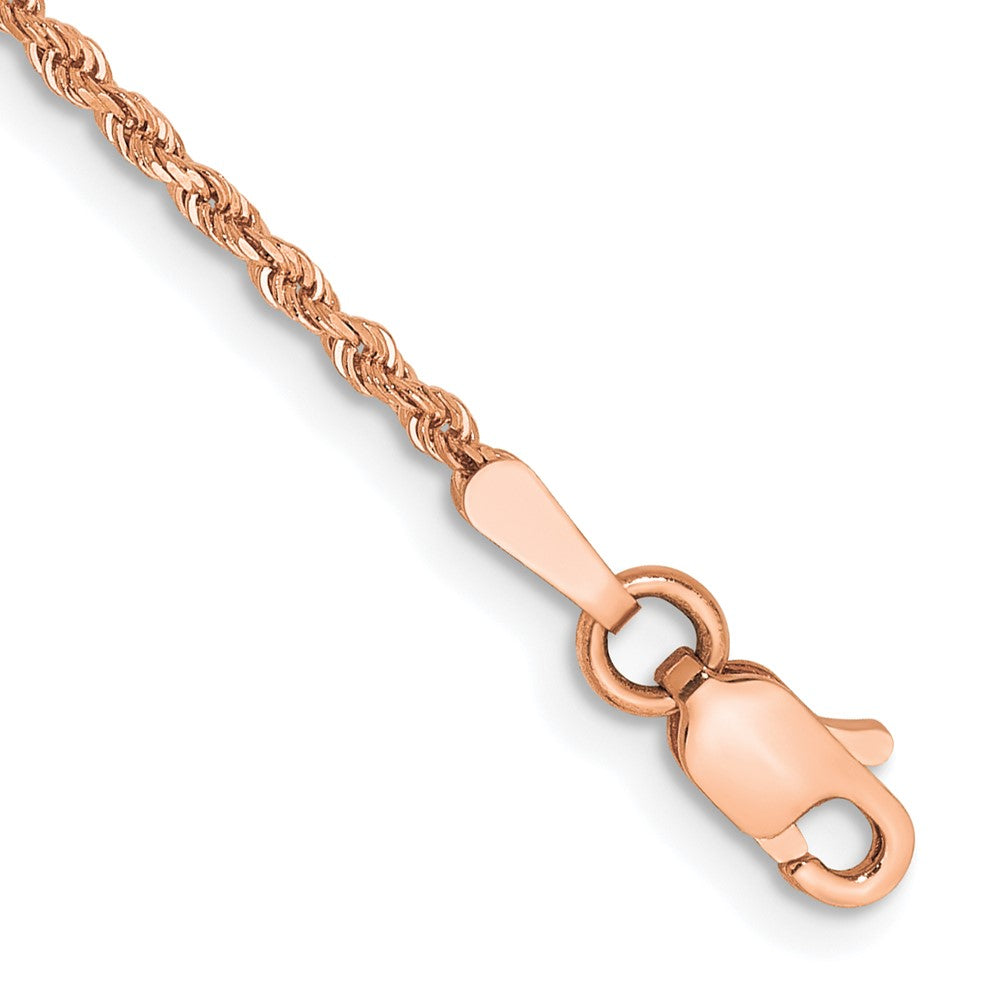 14k Rose Gold 1.5 mm Diamond-cut Rope with Lobster Clasp Bracelet (1.76 grams)