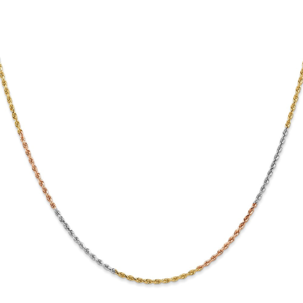 14k Tri-Color 1.5 mm Diamond-cut Rope with Lobster Clasp Chain (3.51 grams)