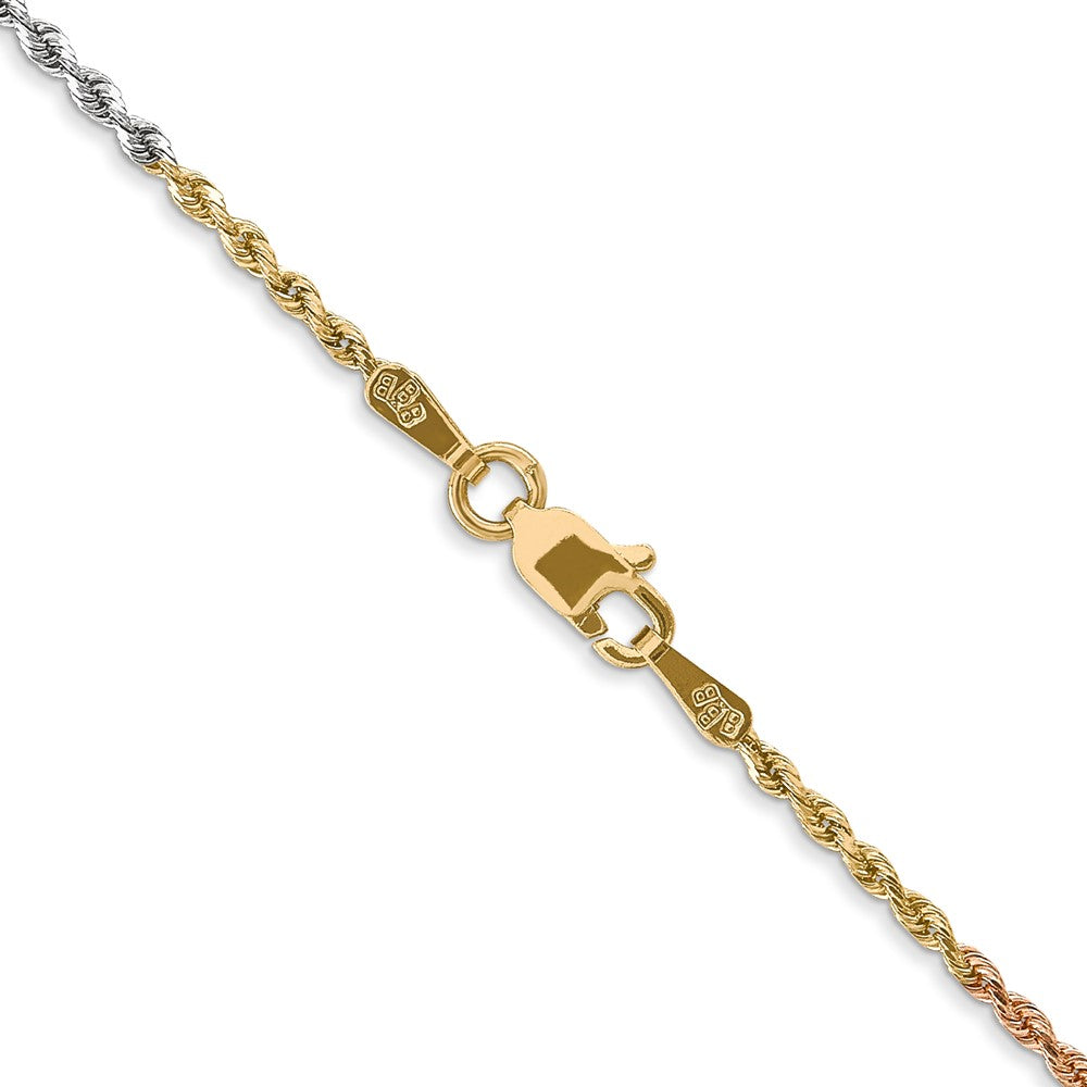 14k Tri-Color 1.5 mm Diamond-cut Rope with Lobster Clasp Chain (3.51 grams)