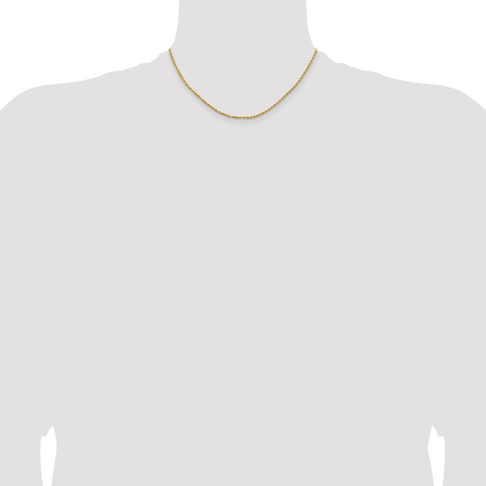 14k Yellow Gold 1.8 mm Lightweight D/C Rope with Lobster Clasp Chain (1.68 grams)
