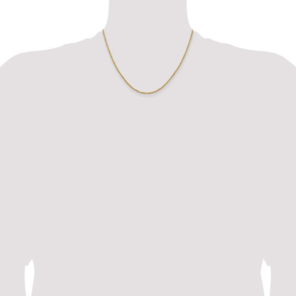 14k Yellow Gold 1.8 mm Lightweight D/C Rope with Lobster Clasp Chain (1.68 grams)