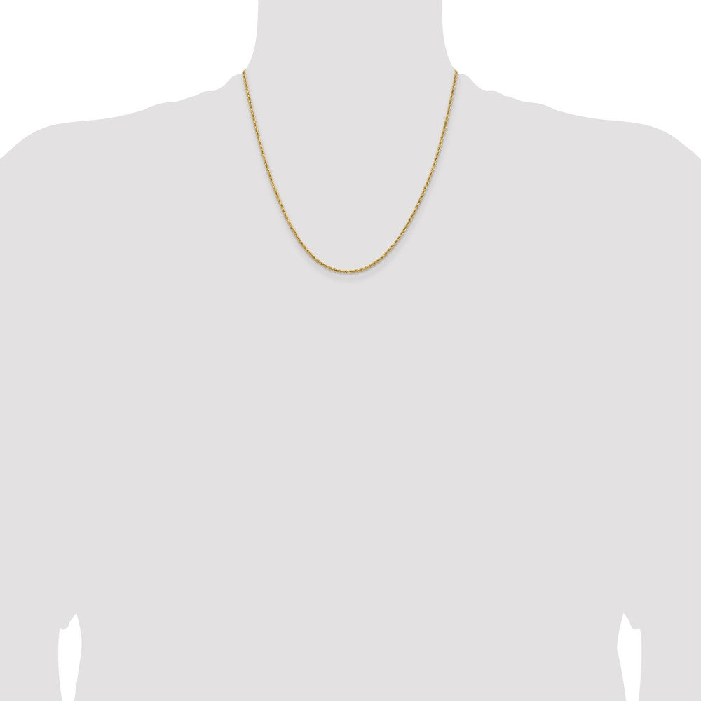 14k Yellow Gold 1.8 mm Lightweight D/C Rope with Lobster Clasp Chain (1.68 grams)