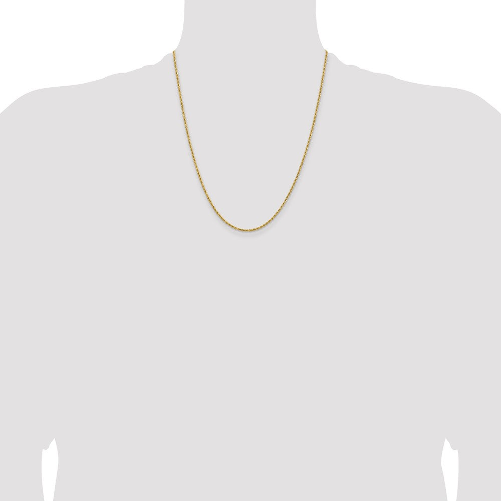 14k Yellow Gold 1.8 mm Lightweight D/C Rope with Lobster Clasp Chain (1.68 grams)