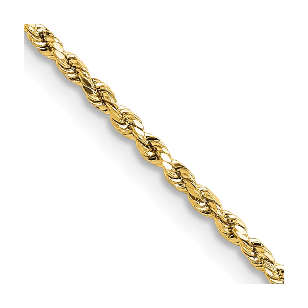 14k Yellow Gold 1.8 mm Lightweight D/C Rope with Lobster Clasp Chain (1.68 grams)