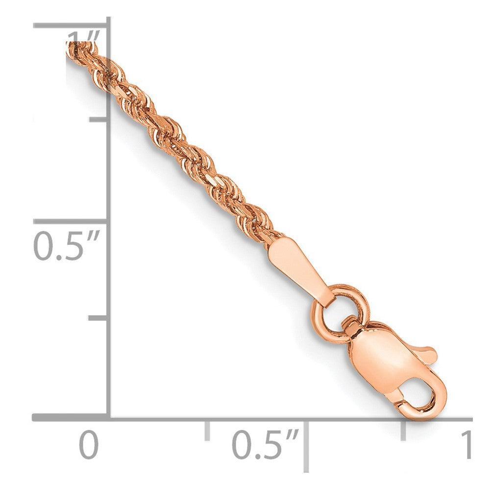 14k Rose Gold 1.75 mm Diamond-cut Rope with Lobster Clasp Bracelet (2.14 grams)