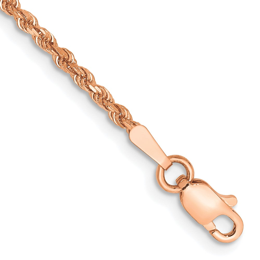 14k Rose Gold 1.75 mm Diamond-cut Rope with Lobster Clasp Bracelet (2.14 grams)