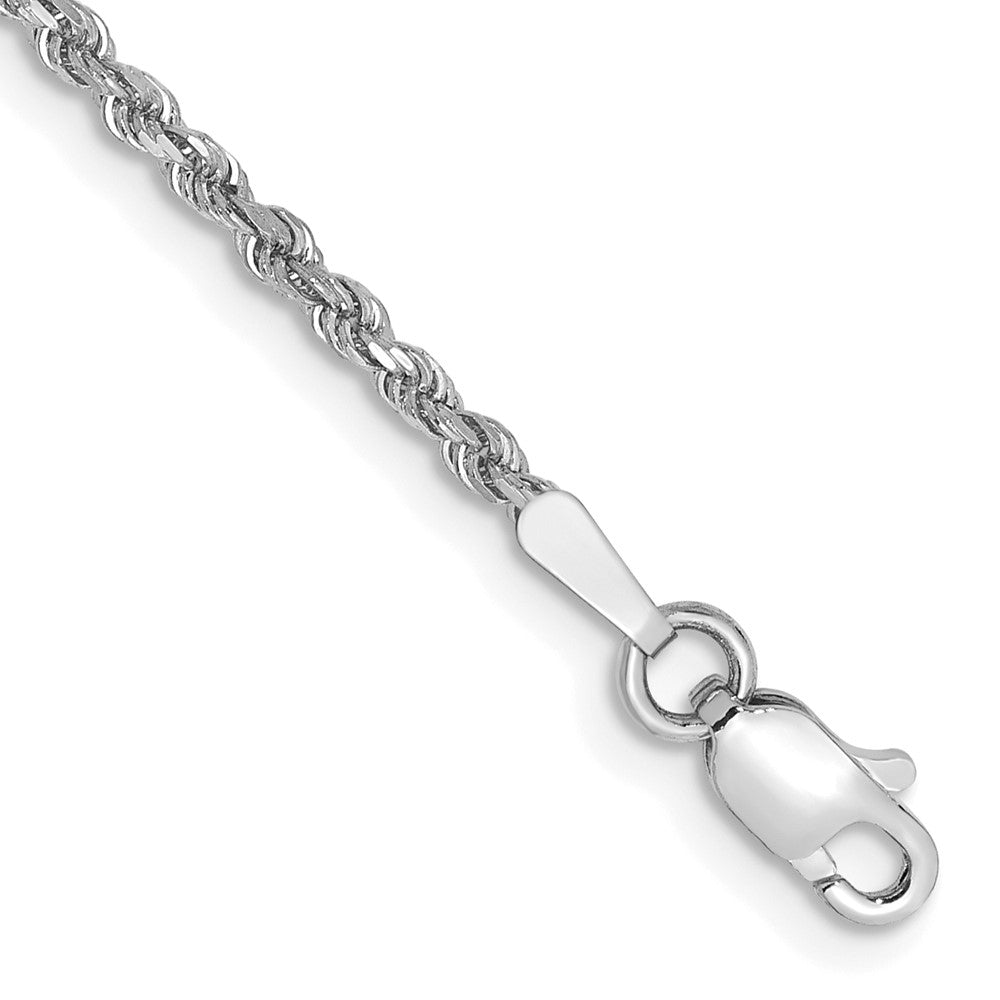 14k White Gold 1.75 mm Diamond-cut Rope with Lobster Clasp Anklet (2.89 grams)