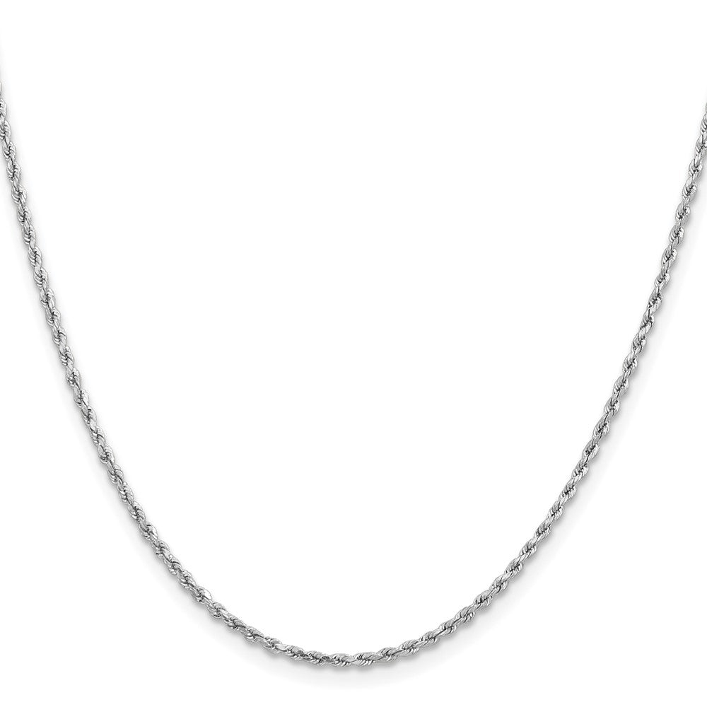 14k White Gold 1.8 mm Lightweight D/C Rope with Lobster Clasp Chain (1.7 grams)