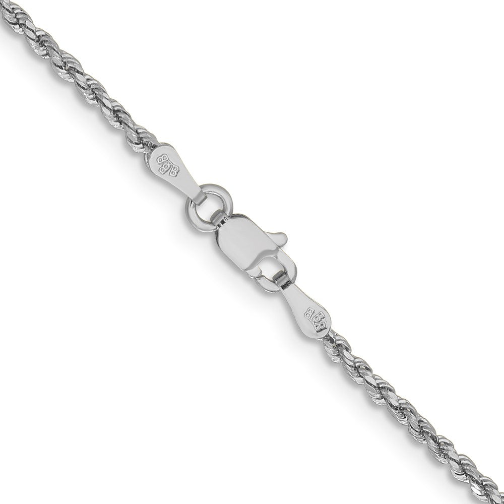 14k White Gold 1.8 mm Lightweight D/C Rope with Lobster Clasp Chain (1.7 grams)