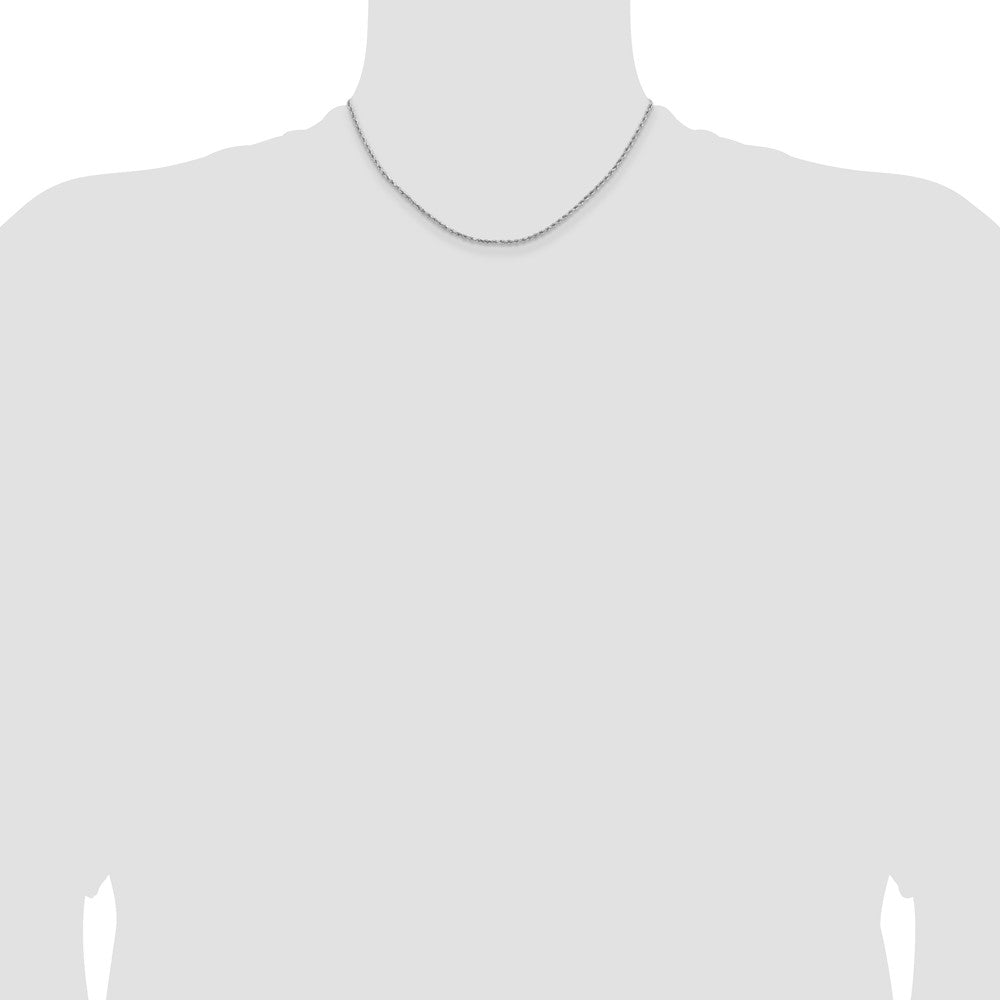 14k White Gold 1.8 mm Lightweight D/C Rope with Lobster Clasp Chain (1.7 grams)