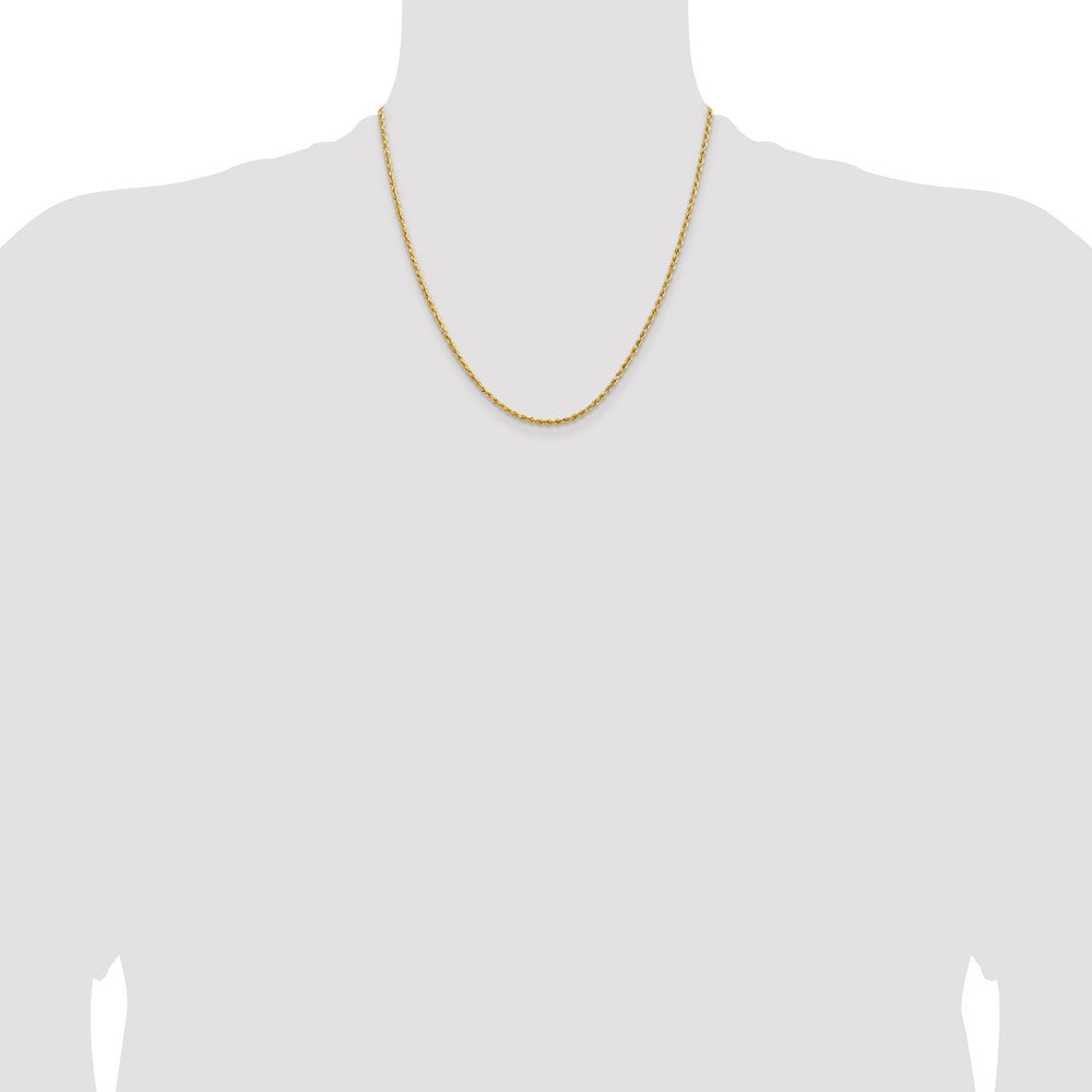 14k Yellow Gold 2 mm Lightweight D/C Rope with Lobster Clasp Chain (1.79 grams)