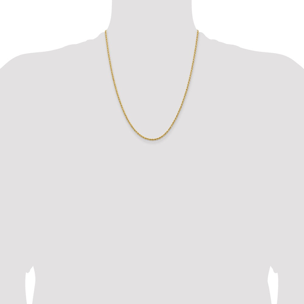 14k Yellow Gold 2 mm Lightweight D/C Rope with Lobster Clasp Chain (1.79 grams)