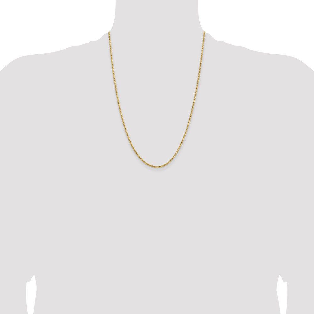 14k Yellow Gold 2 mm Lightweight D/C Rope with Lobster Clasp Chain (1.79 grams)