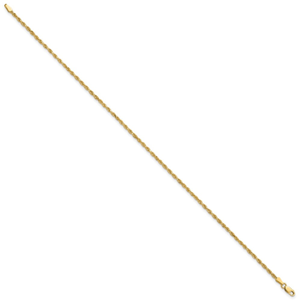 14k Yellow Gold 2 mm Diamond-cut Rope with Lobster Clasp Anklet (3.86 grams)