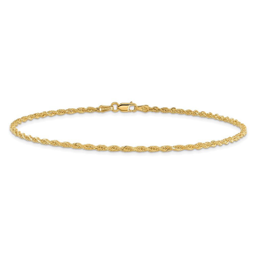 14k Yellow Gold 2 mm Diamond-cut Rope with Lobster Clasp Anklet (3.86 grams)