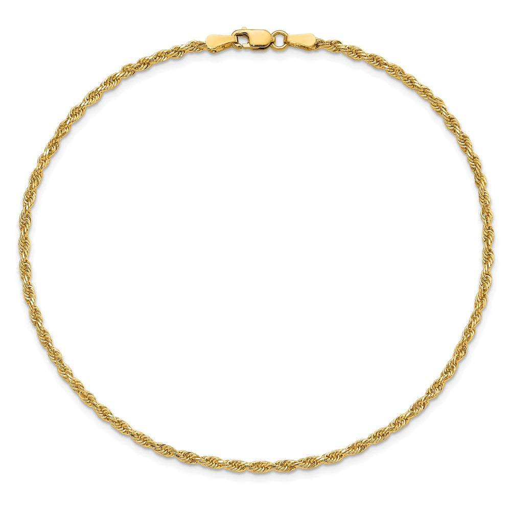 14k Yellow Gold 2 mm Diamond-cut Rope with Lobster Clasp Anklet (3.86 grams)