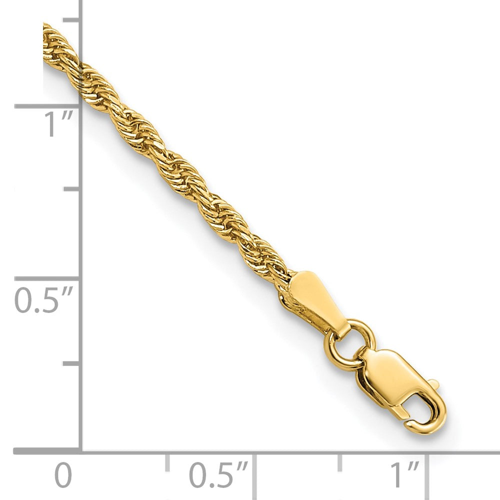 14k Yellow Gold 2 mm Diamond-cut Rope with Lobster Clasp Anklet (3.86 grams)